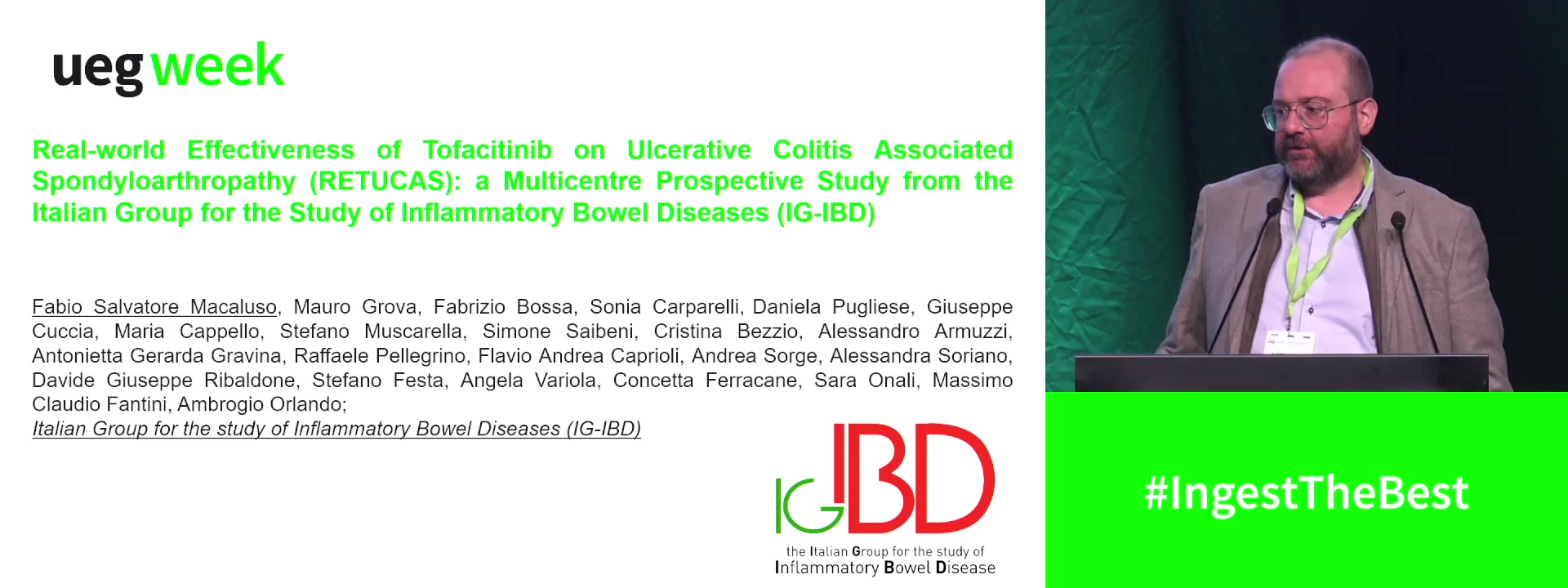 REAL-WORLD EFFECTIVENESS OF TOFACITINIB ON ULCERATIVE COLITIS ASSOCIATED SPONDYLOARTHROPATHY (RETUCAS): A MULTICENTRE PROSPECTIVE STUDY FROM THE ITALIAN GROUP FOR THE STUDY OF INFLAMMATORY BOWEL DISEASES (IG-IBD)