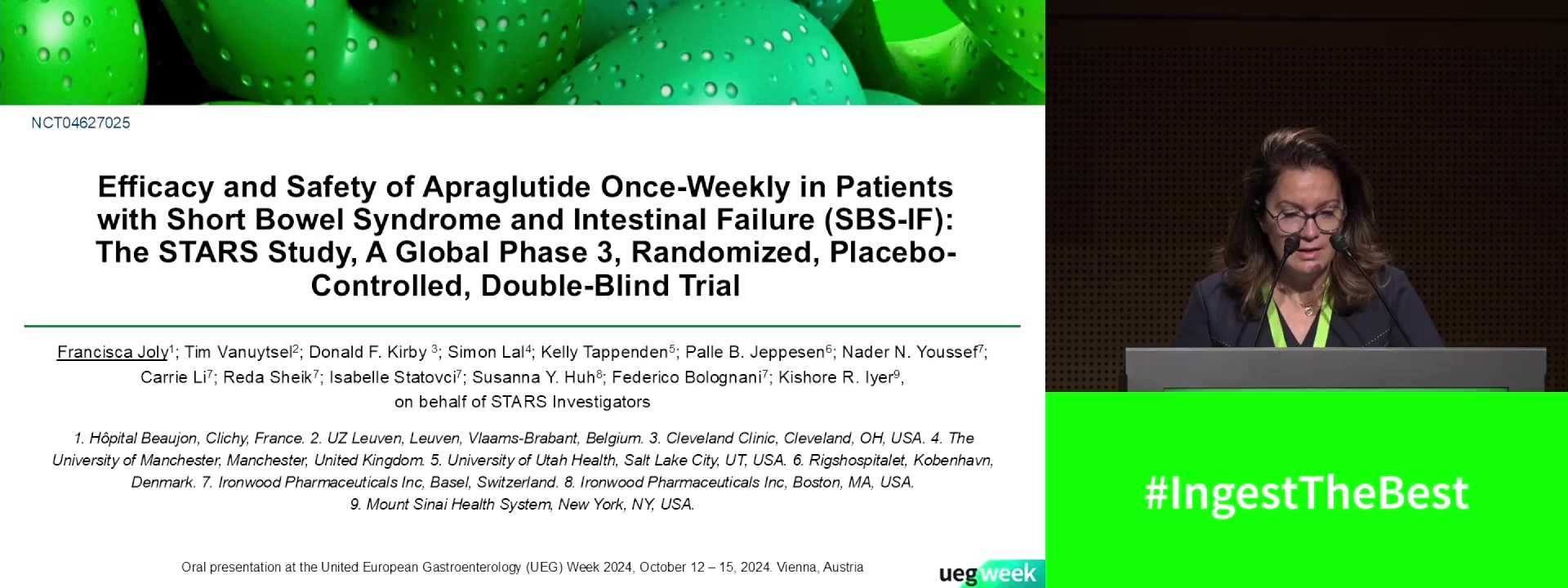 EFFICACY AND SAFETY OF APRAGLUTIDE ONCE-WEEKLY IN PATIENTS WITH SHORT BOWEL SYNDROME AND INTESTINAL FAILURE (SBS-IF): RESULTS FROM THE STARS STUDY – A GLOBAL PHASE 3 DOUBLE-BLIND, RANDOMIZED, PLACEBO-CONTROLLED TRIAL