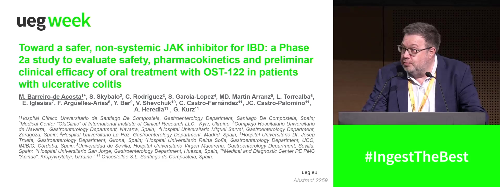 TOWARD A SAFER, NON-SYSTEMIC JAK INHIBITOR FOR IBD: A PHASE 2A STUDY TO EVALUATE SAFETY, PHARMACOKINETICS AND PRELIMINAR CLINICAL EFFICACY OF ORAL TREATMENT WITH OST-122 IN PATIENTS WITH ULCERATIVE COLITIS