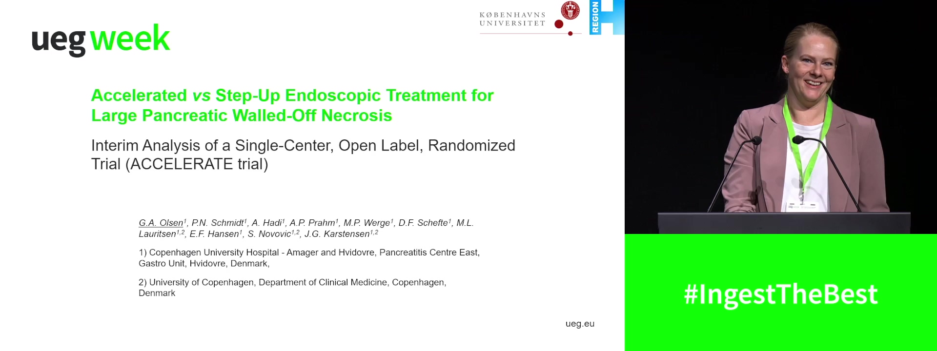 ACCELERATED VS STEP-UP ENDOSCOPIC TREATMENT FOR LARGE PANCREATIC WALLED-OFF NECROSIS: INTERIM ANALYSIS OF A SINGLE-CENTER RANDOMIZED TRIAL (ACCELERATE TRIAL)​​​​