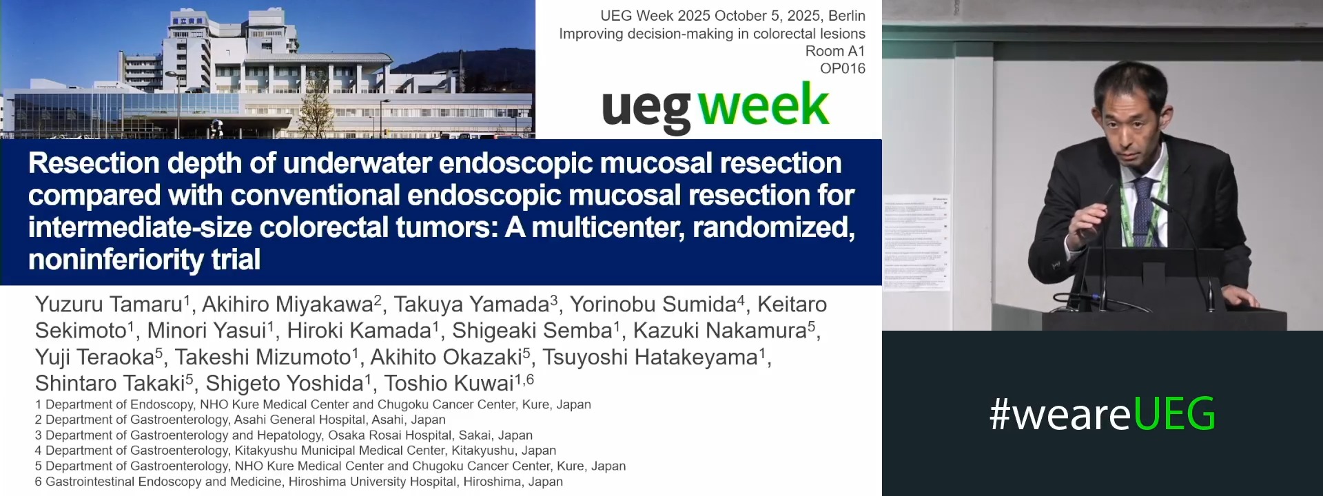 RESECTION DEPTH OF UNDERWATER ENDOSCOPIC MUCOSAL RESECTION COMPARED WITH CONVENTIONAL ENDOSCOPIC MUCOSAL RESECTION FOR INTERMEDIATE-SIZE COLORECTAL TUMORS: A MULTICENTER, RANDOMIZED, NONINFERIORITY TRIAL