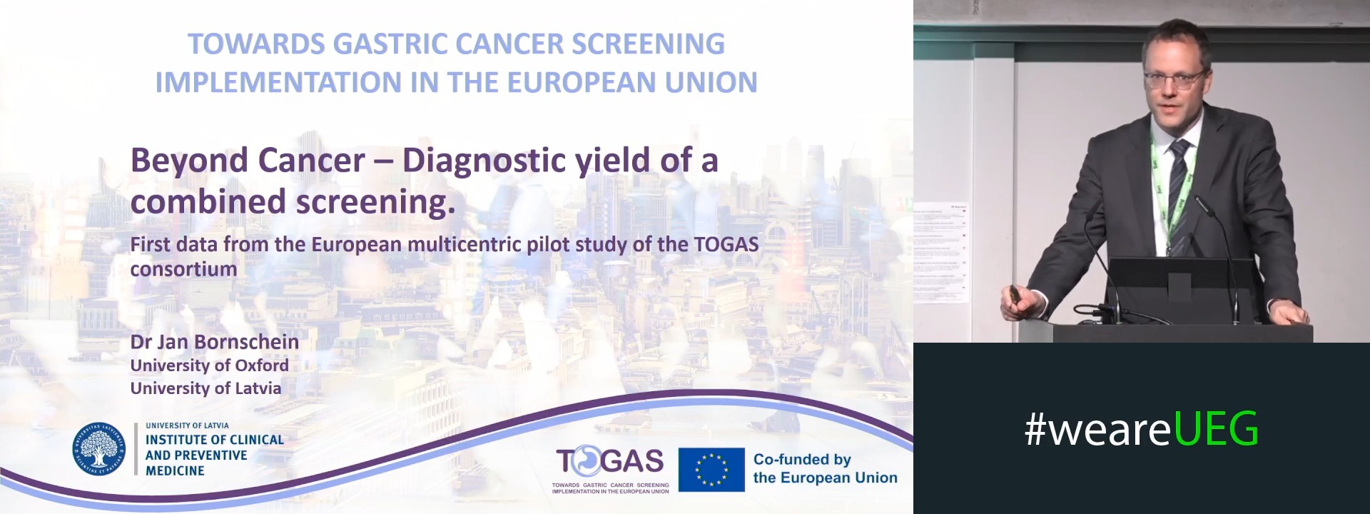 BEYOND CANCER - DIAGNOSTIC YIELD OF A COMBINED SCREENING GASTROSCOPY WITH COLONOSCOPY – FIRST DATA FROM THE EUROPEAN MULTICENTRIC PILOT STUDY OF THE TOGAS CONSORTIUM