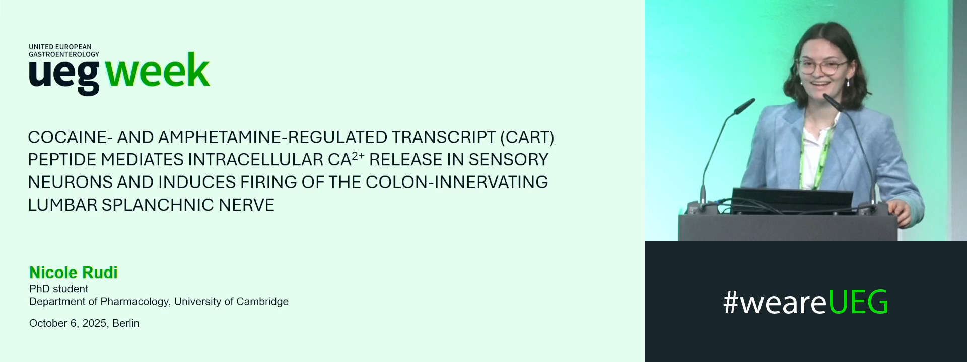 COCAINE- AND AMPHETAMINE-REGULATED TRANSCRIPT (CART) PEPTIDE MEDIATES INTRACELLULAR CA2+ RELEASE IN SENSORY NEURONS AND INDUCES FIRING OF THE COLON-INNERVATING LUMBAR SPLANCHNIC NERVE