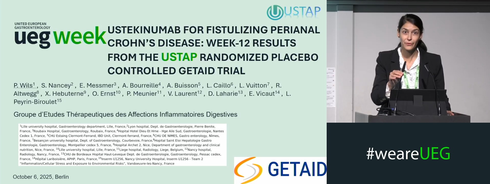 USTEKINUMAB FOR FISTULIZING PERIANAL CROHN’S DISEASE: WEEK-12 RESULTS FROM THE USTAP RANDOMIZED PLACEBO CONTROLLED GETAID TRIAL