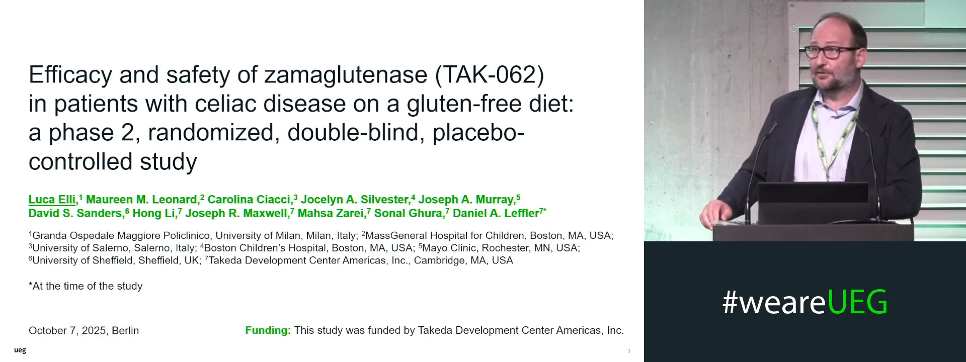 EFFICACY AND SAFETY OF THE GLUTENASE TAK-062 IN PATIENTS WITH CELIAC DISEASE ON A GLUTEN-FREE DIET: A PHASE 2, RANDOMIZED, DOUBLE-BLIND, PLACEBO-CONTROLLED STUDY