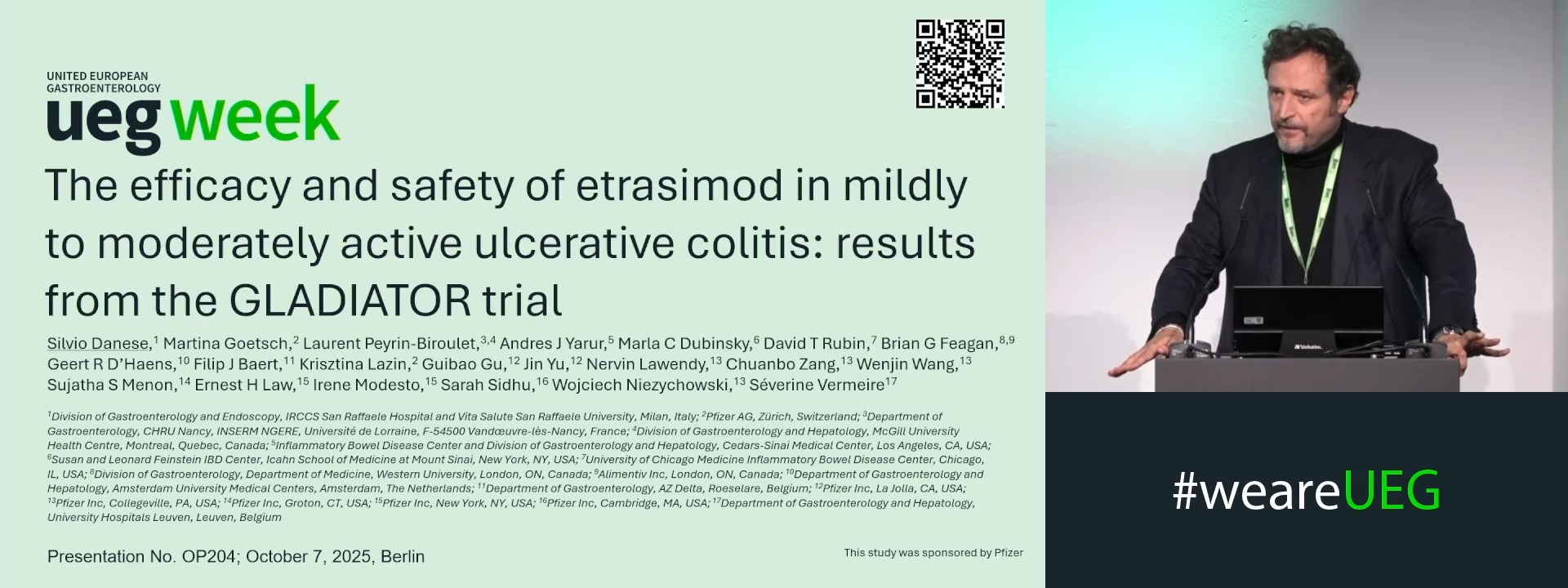 THE EFFICACY AND SAFETY OF ETRASIMOD IN MILDLY TO MODERATELY ACTIVE ULCERATIVE COLITIS: RESULTS FROM THE GLADIATOR TRIAL