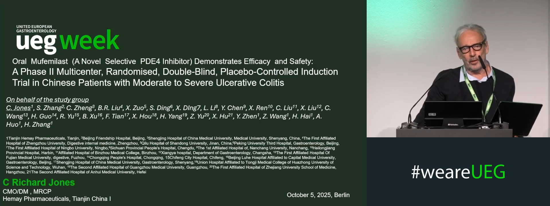 ORAL MUFEMILAST (A NOVEL SELECTIVE PDE4INHIBITOR) DEMONSTRATES EFFICACY AND SAFETY IN A PHASE II MULTICENTER, RANDOMIZED, DOUBLE-BLIND, PLACEBO-CONTROLLED INDUCTION TRIAL IN CHINESE PATIENTS WITH MODERATE TO SEVERE ULCERATIVE COLITIS