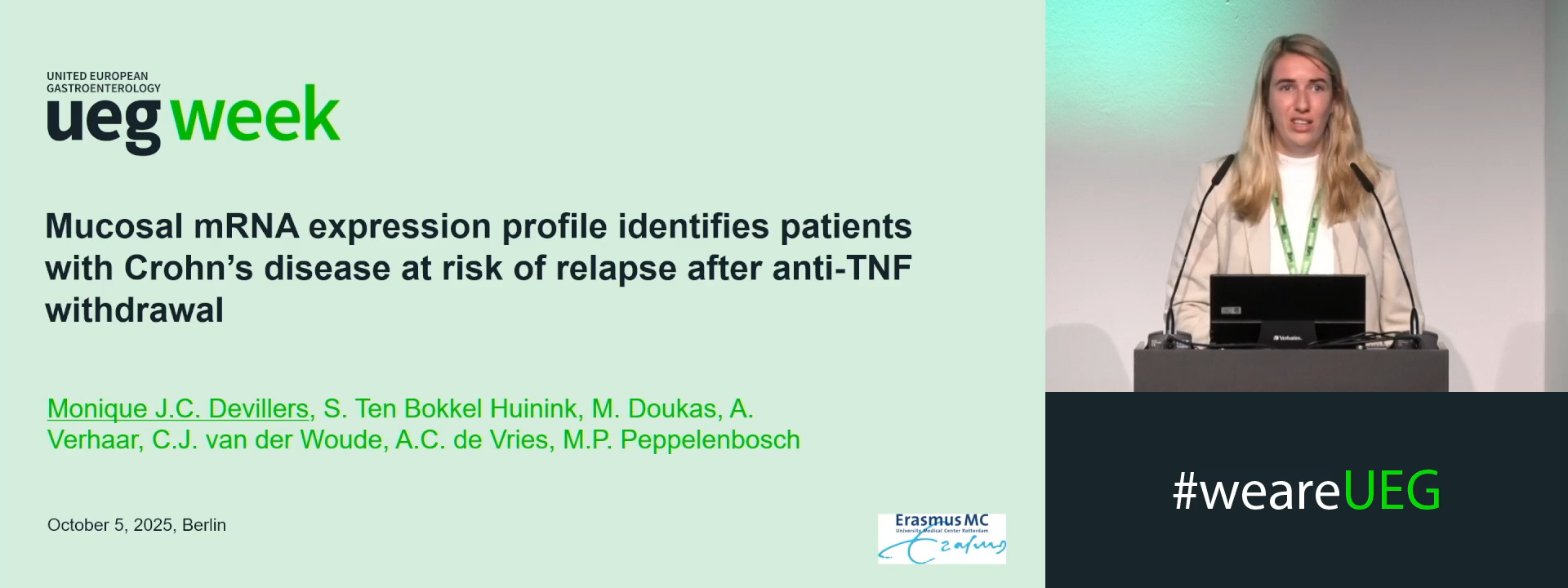 MUCOSAL MRNA EXPRESSION PROFILE IDENTIFIES PATIENTS WITH CROHN’S DISEASE AT RISK OF RELAPSE AFTER ANTI-TNF WITHDRAWAL